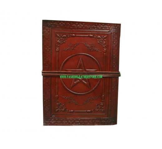  Embossed Classic Pentagram Leather Journal Diary Handmade with leather strap closure